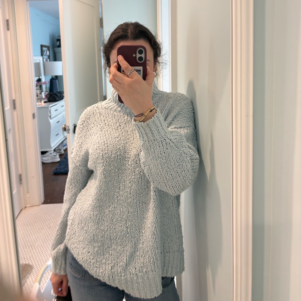 Anthropologie Soft Blue Mock Neck Sweater